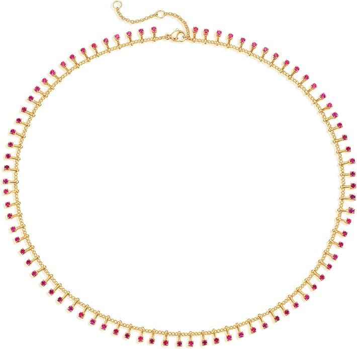 MTMY Beaded Necklaces for Women 14K Gold Plated Dainty Colorful Green/Rose Beaded Pearl Choker Necklace Delicate Boho Choker Necklace Jewelry Gift