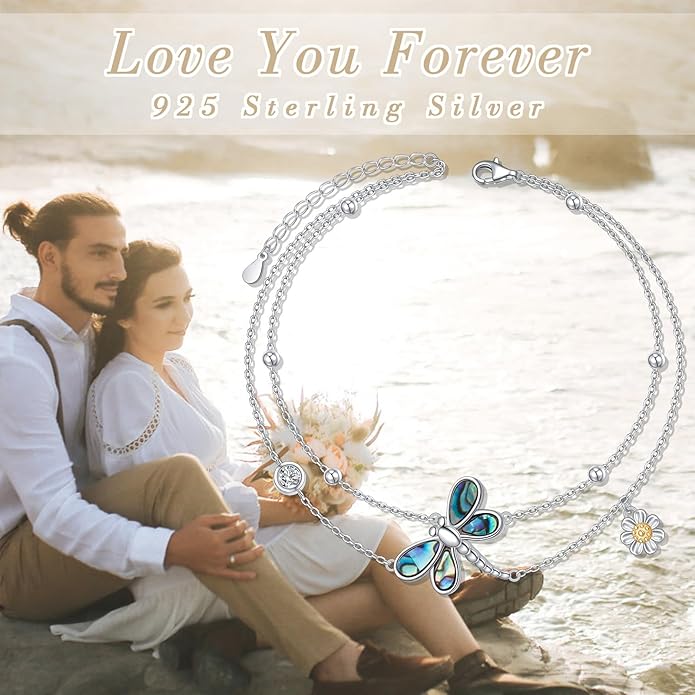 925 Sterling Silver Dragonfly Anklet Dragonfly Bracelet Jewelry for Women