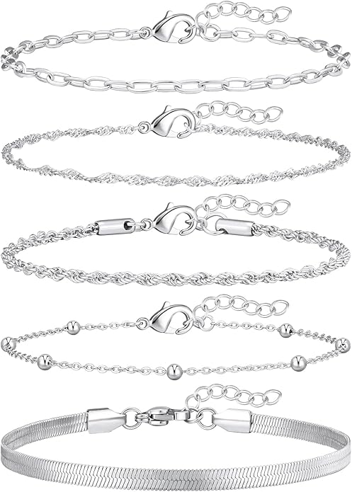 adoyi Gold Bracelets for Women, 14K Gold Plated Stackable Bracelet Stack Set Adjustable Charm Paperclip Chain Cuban Link Layered Waterproof Jewelry Sets Gifts for Womens 6.0/6.8/7.2"