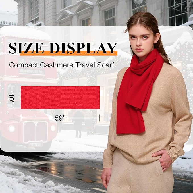 NUOHEMULE Luxury 100% Cashmere Scarf for Women & Men, 59''x10'' Extra Warm Winter Scarf, Blanket Scarves in Premium Gift Box