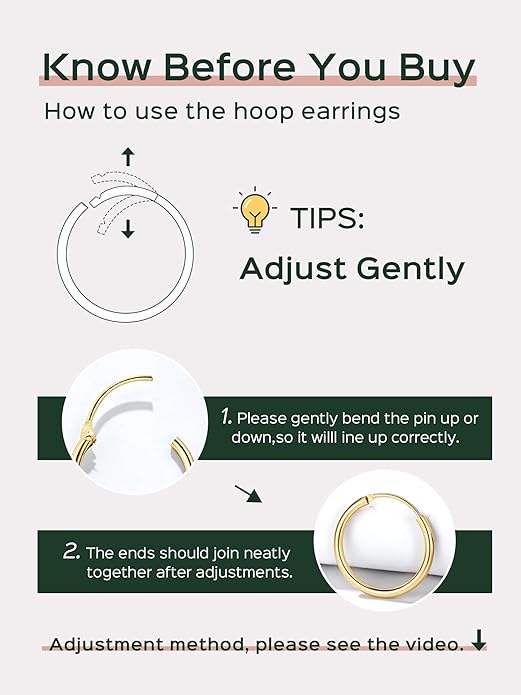 ChicSilver Hypoallergenic 925 Sterling Silver Hoop Earrings for Women, Lightweight Large Gold Plated Hoop Earrings, Endless Hoops Huggie Earrings 15/20/30/50/70MM