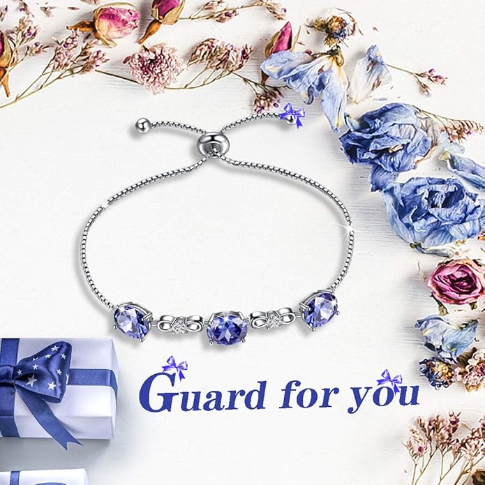 Aurora Tears 925 Sterling Silver 12 Birthstones Necklace/Earring/Ring/Bracelet Women Birthstone Pendant Crystal Fashion Birthday Jewelry Christmas Gift for Girls Women