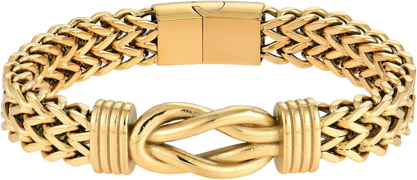 STARCHENIE Infinity Knot Bracelet for Men 316L Stainless Steel Double Layered Braided Franco Chain Bracelet