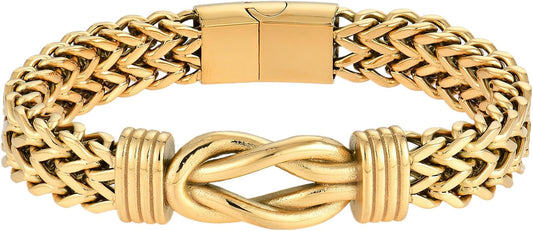 STARCHENIE Infinity Knot Bracelet for Men 316L Stainless Steel Double Layered Braided Franco Chain Bracelet
