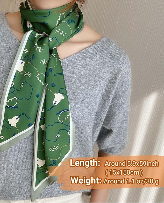 Dailyacc Hair Scarf for Women Fashion Silky Satin Headscarf Wrap Breathable Lightweight Neck Scarves For Handbag