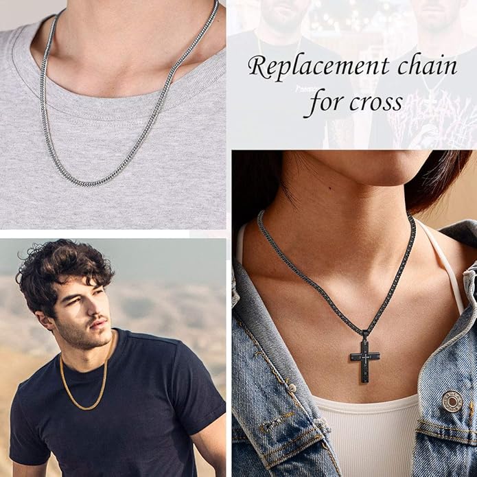 FindChic Men Curb Chain Necklace 18K Gold Plated/Stainless Steel/Black Chunky Double Tight Cuban Link Hip Hop Neck Chains for Men Boys 3.5MM/5MM/6MM/7MM/9MM/12MM 14''-30'' 8 Length Options (Send Gift Box)
