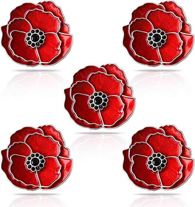 Poppy Flower Brooch - Memorial Day Veterans Day Armistice Day Pins - Remembrance Jewelry Gift Flower Pin for Women Mom Stepmother Grandma
