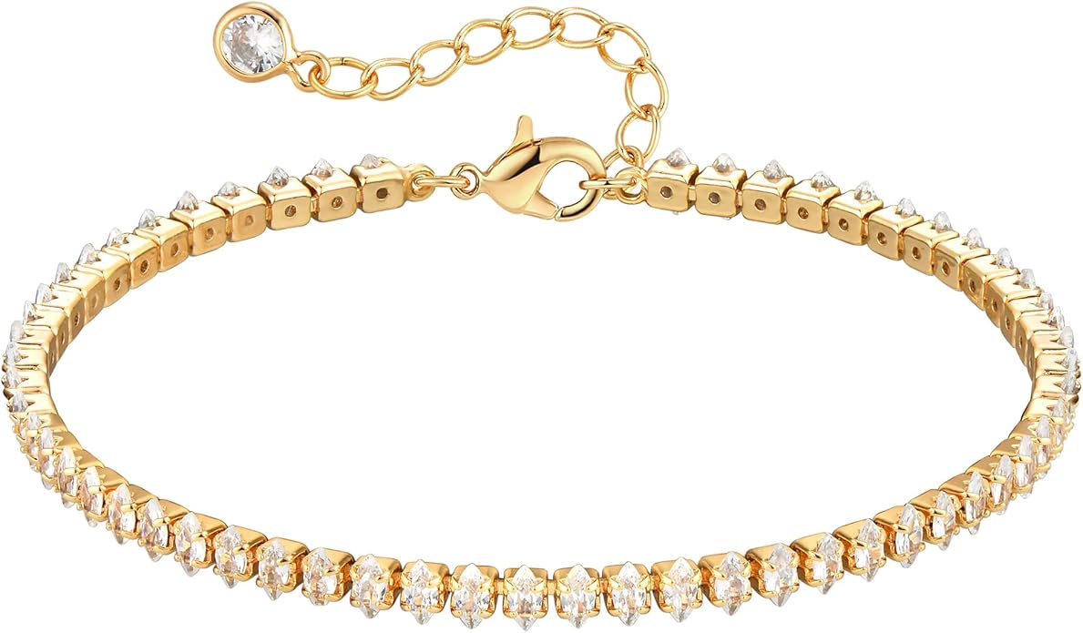 MTMY Gold Chain Bracelet for Women 14K Gold Plated Dainty Bracelets with Adjustable Chain Cute Bracelet Gold Trendy Jewelry