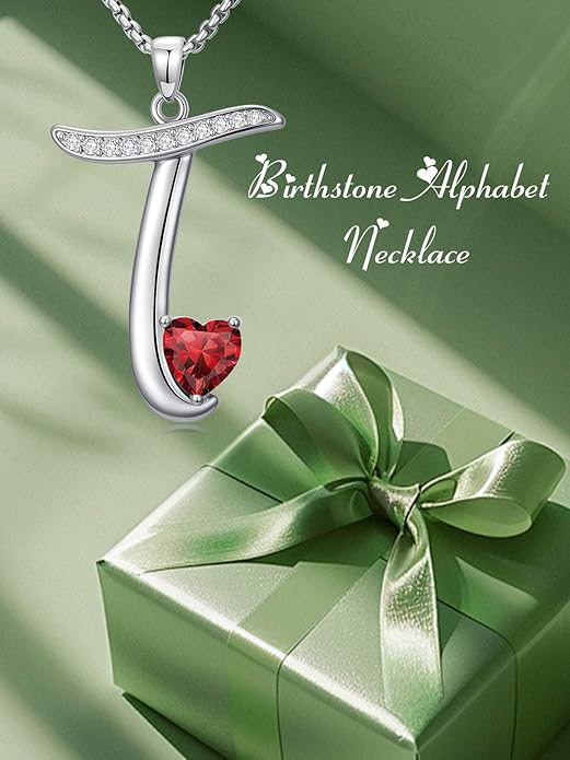 Christmas Gifts for Women Alphabet A to Z Initial Birthstone Pendant Necklaces for Women - 18k White Gold Plated Personalized Name Jewelry Valentine Mothers Day Birthday Gifts for Women Her Girlfriend