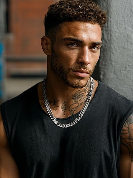 ChainsPro Chunky Miami Cuban Link Chains for Men,Stainless Steel Cuban Chain Necklace,4.8/6/10/14mm Width,No Tarnish& Thick Hip Hop Jewelry,18-30 inch Length, Black/Gold Plated/Silver,Send Gift Box