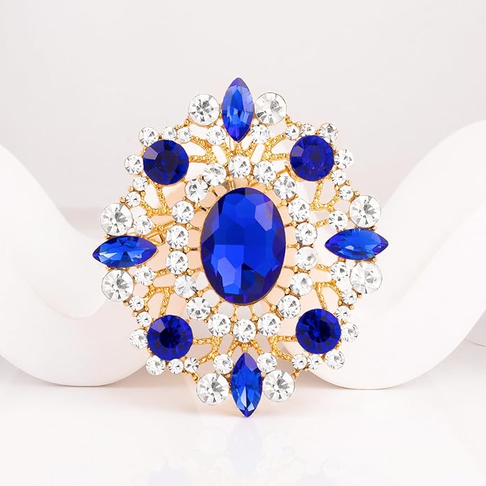 LAXPICOL Vintage Clear Austrian Crystal Brooch Pin for Women Elegant Wedding Bridal Brooches Broach Pin 1.69"*1.39"