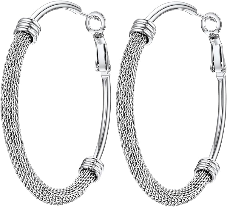 PROSTEEL 30/40/60/80/100mm Chunky Hoop Earrings For Women Gold Plated/Black Stainless Steel Hoops Earrings Statement Jewelry
