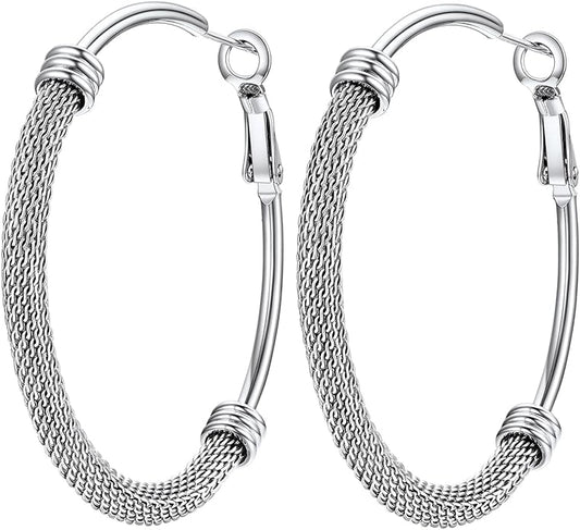 PROSTEEL 30/40/60/80/100mm Chunky Hoop Earrings For Women Gold Plated/Black Stainless Steel Hoops Earrings Statement Jewelry