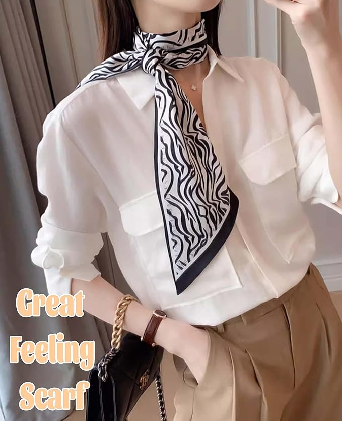 kcctoo 59" Mulberry Silk Like Head Scarf Women's Fashion Square Neck Satin Scarfs for Bag Hair Scarves Gift 59 * 5.9”