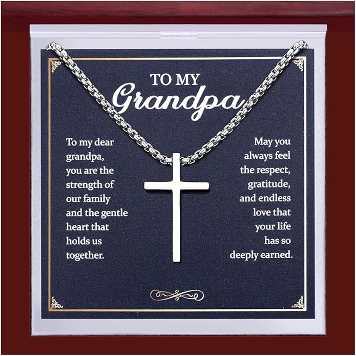 TEN MIRO S925 Sterling Silver Cross Necklace for Men Solid Sterling Silver Cross Pendant Necklace Boys Mens Cross Necklace Jewelry Gifts with Box & Card Birthday Anniversary Christmas Father's Day