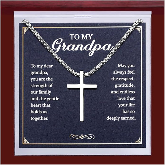 TEN MIRO S925 Sterling Silver Cross Necklace for Men Solid Sterling Silver Cross Pendant Necklace Boys Mens Cross Necklace Jewelry Gifts with Box & Card Birthday Anniversary Christmas Father's Day