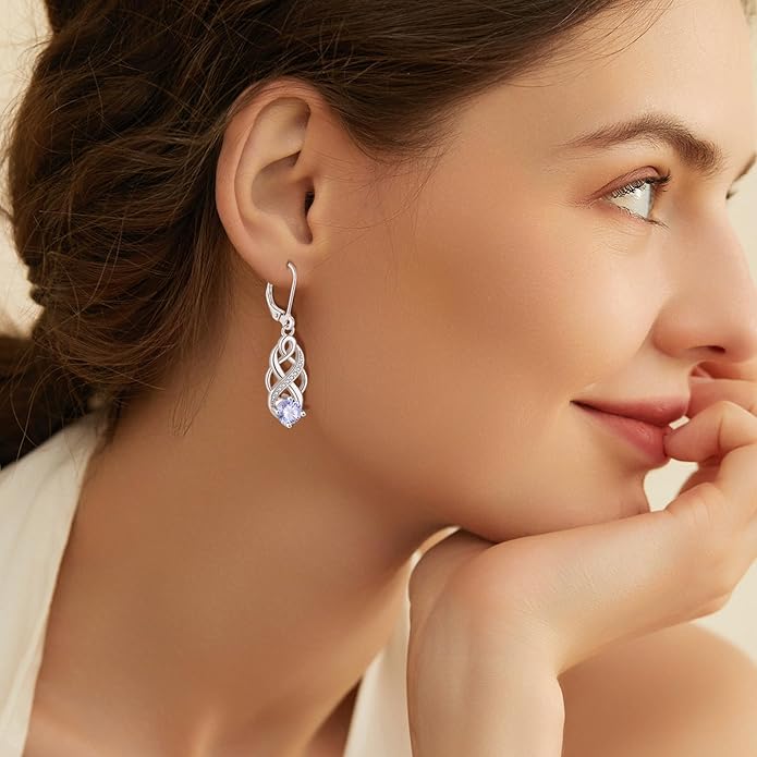 Infinity Irish Celtic Knot Jewelry Set for Women Alexandrite Necklace & Earrings June Birthstone Jewelry Gifts