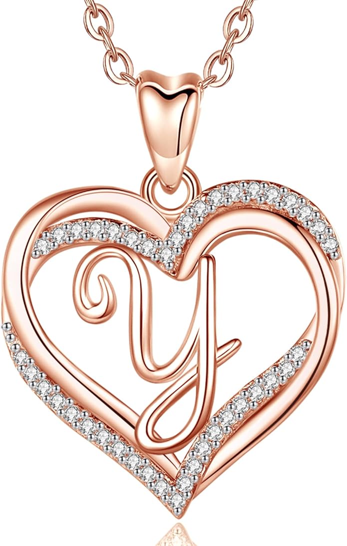 INFUSEU Unique Initial Necklaces for Women Girls Small Heart Letter Jewelry, Meaningful Personalized Gifts