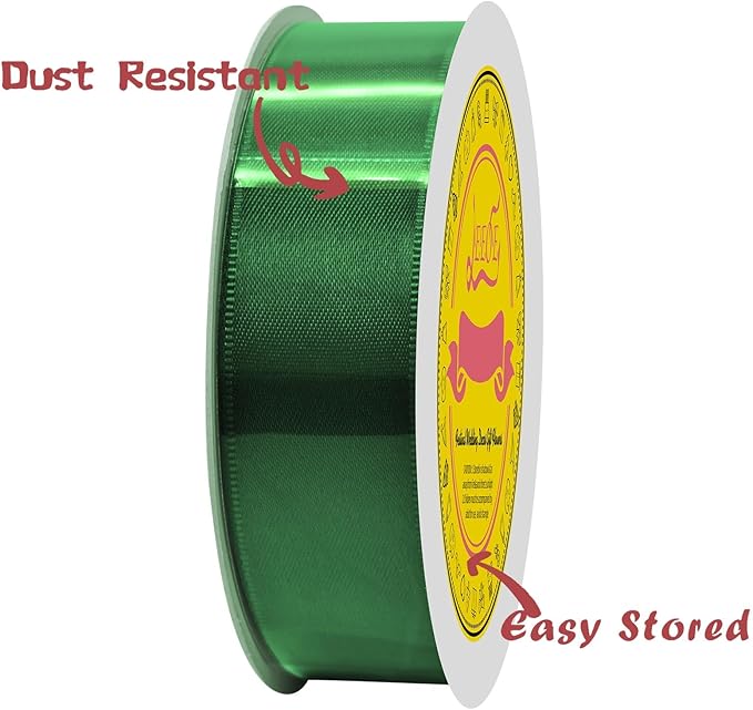 LEEQE Double Face Forest Green Satin Ribbon 1 inch X 25 Yards Polyester Forest Green Ribbon for Gift Wrapping Very Suitable for Weddings Party Hair Bow Invitation Decorations and More
