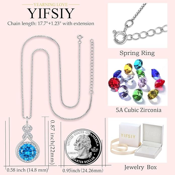Aquamarine Infinity Jewlery Set for Women, 925 Sterling Silver Necklaces and Earrings Halo March Birthstone Jewelry Gift for Birthday Anniversary