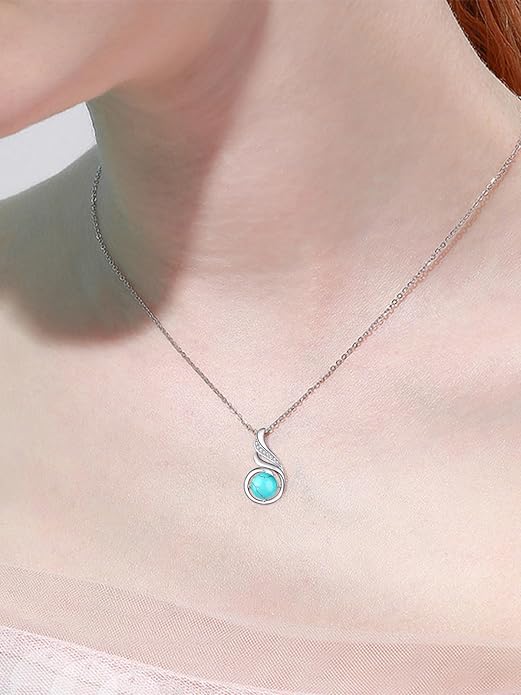 TANGPOET Birthstone Gemstone Necklaces for Women 925 Sterling Silver Dainty Pendant Jewelry Valentines Mothers Day Christmas Birthday Gifts for Mom Girlfriend Wife Daughter