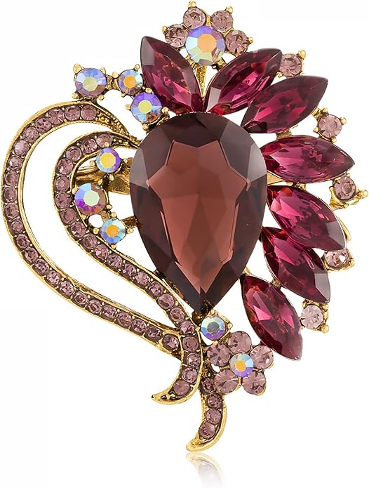 LAXPICOL Vintage Austrian Crystal Elegant Heart Flower Brooch Pin For Women Wedding Broach Pin