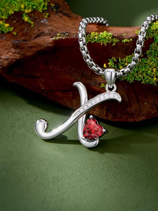 Christmas Gifts for Women Alphabet A to Z Initial Birthstone Pendant Necklaces for Women - 18k White Gold Plated Personalized Name Jewelry Valentine Mothers Day Birthday Gifts for Women Her Girlfriend