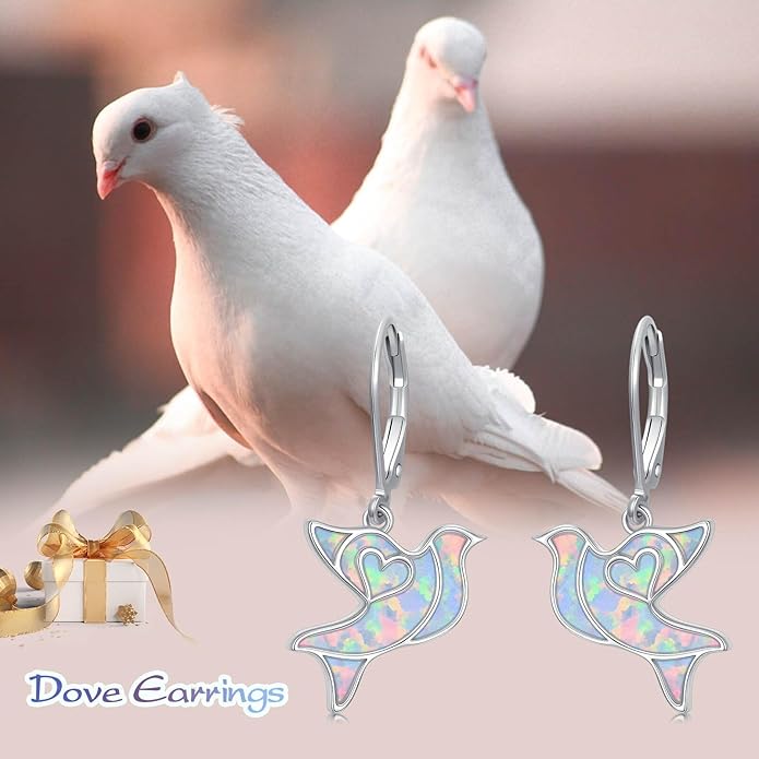 Phoenix/Dragonfly/Hummingbird/Butterfly/Dove Earrings 925 Sterling Silver Opal Animal Dangle Earrings Opal Jewelry Christmas Gifts for Women