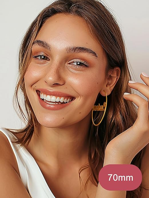 FOCALOOK 14K Gold Plated Lightweight Large Hoops| 2mm Thin Hoop Earrings for Women 30/40/50/70/100mm