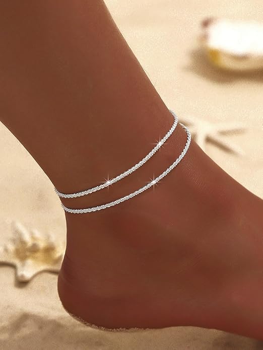 Ankle Bracelets for Women Waterproof Sparkly Anklets Tennis Rhinestone Anklets for Women Starfish Infinity Heart Cross Anklet Bracelet Beach Jewelry
