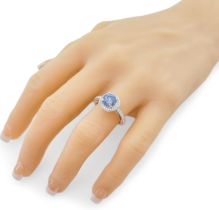 NANA Jewels Sterling Silver Engagement Rings for Women - Choose Simulated Morganite, Citrine, Aquamarine & More