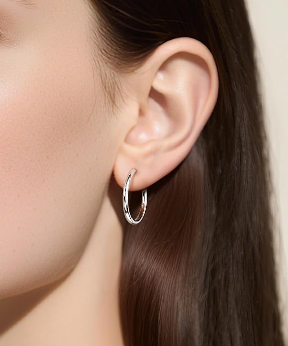 Monkton Huggie Earrings S925 Sterling Silver Minimalist Hoop Earrings - 14mm/16mm/18mm Chic Lightweight Hypoallergenic Women's Jewelry