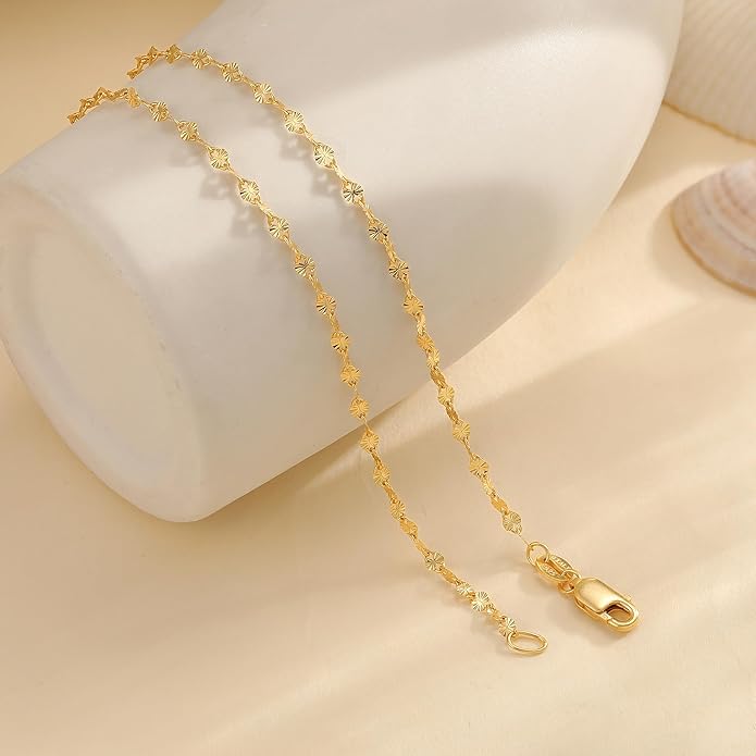925 Sterling Silver Chain Necklace Link Chain Necklace for Women Simple Dainty 16K Gold Plated Necklace for Women Minimalist Waterproof Silver Necklace Trendy Jewelry Gifts