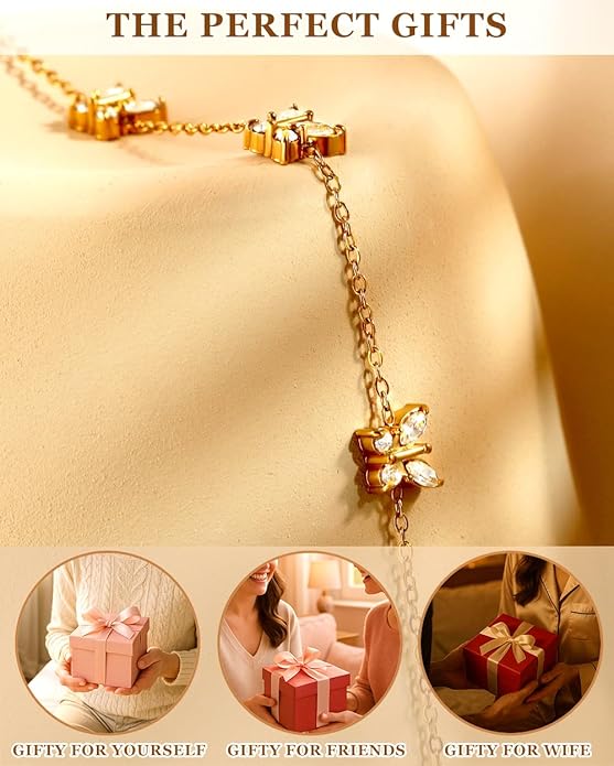 Gold Ankle Bracelets for Women Waterproof - 18K Gold Plated Stainless Steel Dainty Heart Anklets, Non Tarnish Meaningful Gifts for Her Sister Best Friend or Yourself