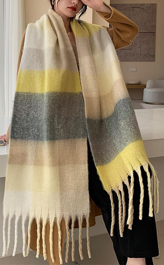 Wander Agio Winter Women Warm Scarf Long Shawl Large Scarves Cold Weather Thick Blanket Scarfs Colorful Plaid