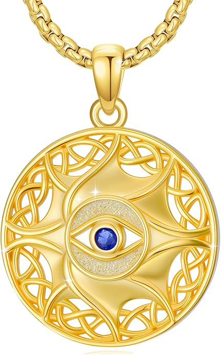 Evil Eye Necklace for Women 925 Sterling Silver, Protection Necklace with Blue Evil Eye Charm, Evil Eye/Lotus Pendant Jewelry, Birthday Christmas Gifts for Her