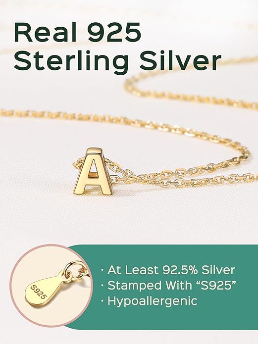 ChicSilver 925 Sterling Silver Initial Necklace for Women Dainty Letter Jewelry Personalized Gift
