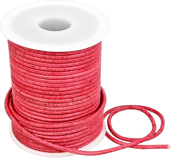GENIQUE Real/Genuine Round Leather String Cord for Necklace, Bracelets, Jewelry, Kumihimo Braiding, DIY Projects (20 Metres) (2mm, Cyclaman Distressed)
