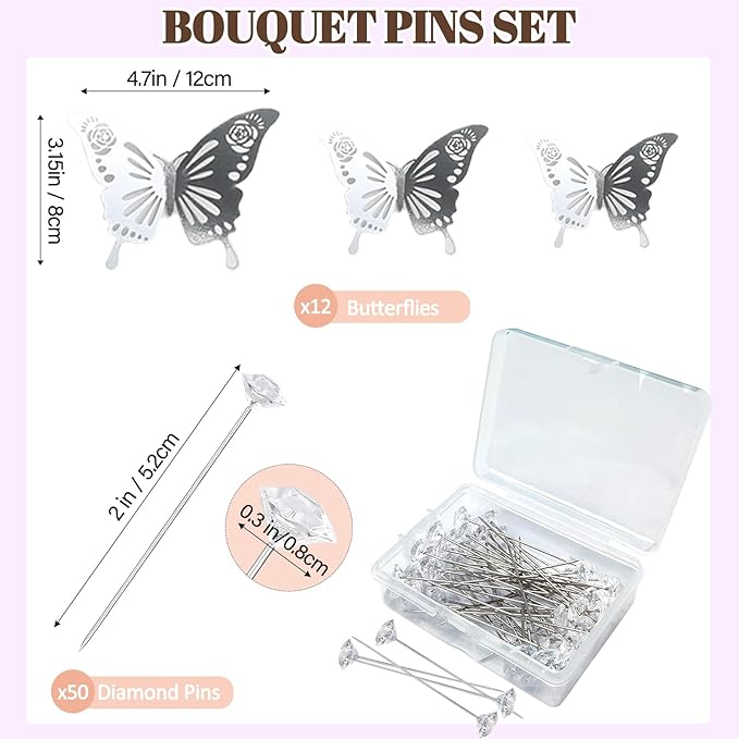 Yhsheen Rhinestone Brooches Bouquet Pins Corsage Boutonniere Pins Crystal Brooch Diamond kits for Wedding Accessories Jewelry Decoration DIY Craft Sewing(Silver)