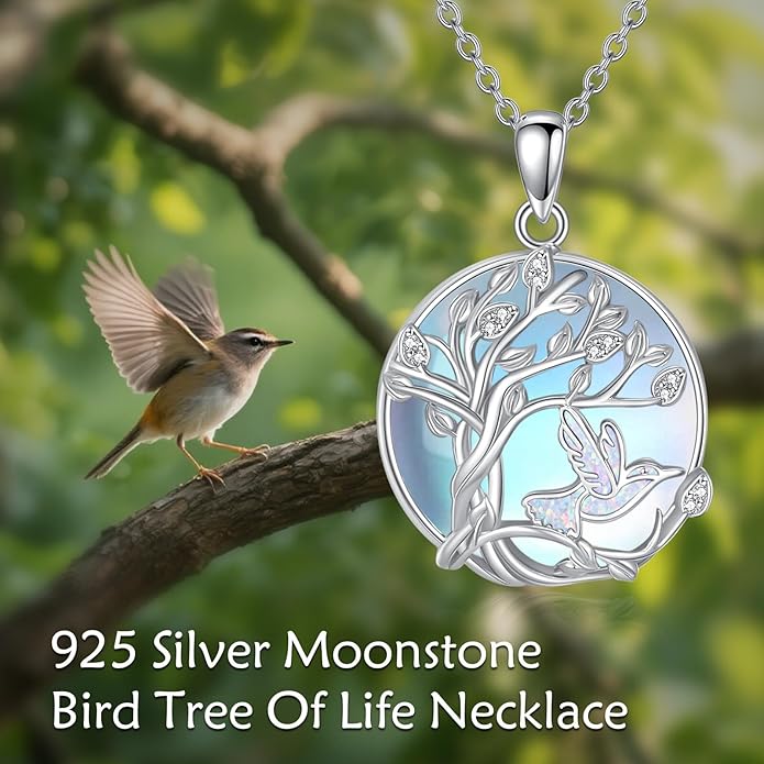 Hummingbird Necklace Hummingbird Necklaces for Women Sterling Silver 925 Purple Blue Hummingbird's Heart Pendant Jewelry Memorial Mothers Day Christmas Gifts