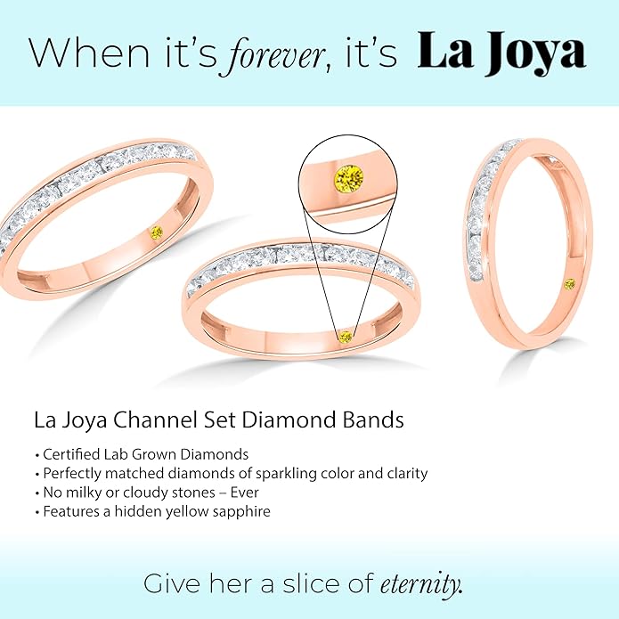 Lab Grown Diamond Wedding Rings for Women | 10K Yellow, White and Rose Gold Certified 1/6-1/2 Carat Channel Set Diamond Anniversary Bands and Wedding Bands for Her