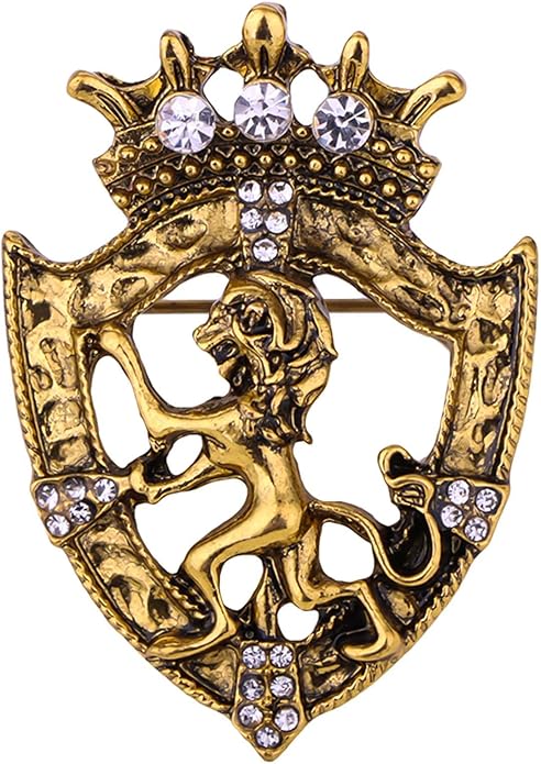 HETICA Vintage Animal Dragon Skull Wolf Crown Lion Brooch for Men Women Suit Tie Dress Lapel Pin Fashion Jewelry