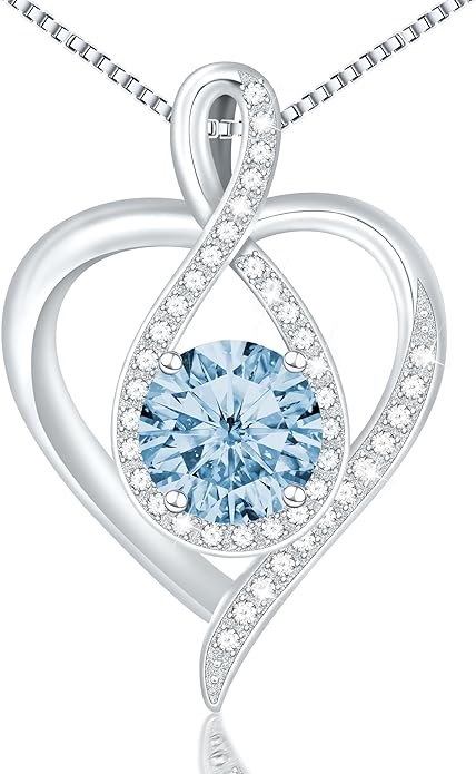 925 Sterling Silver Infinity Heart Necklace for Women, Rhodium Plated Cubic Zirconia Pendant Gift for Girlfriend Wife Mom - Anniversary Valentine's Day Birthday Present with Elegant Gift Box