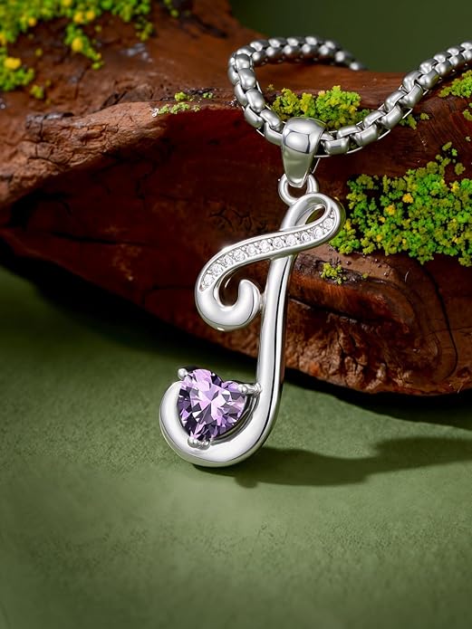 Christmas Gifts for Women Alphabet A to Z Initial Birthstone Pendant Necklaces for Women - 18k White Gold Plated Personalized Name Jewelry Valentine Mothers Day Birthday Gifts for Women Her Girlfriend