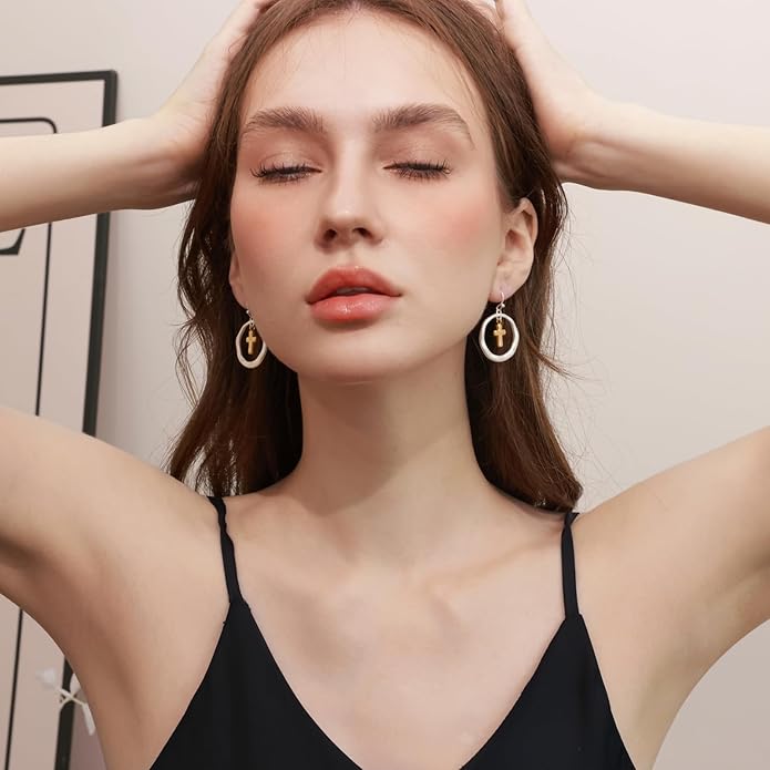 Mixed Metal Earrings, Round Circle Hoop Two Tone Dangle Earrings, Vintage Gold and Silver Geometric Earrings, Handmade Boho Earrings for Women