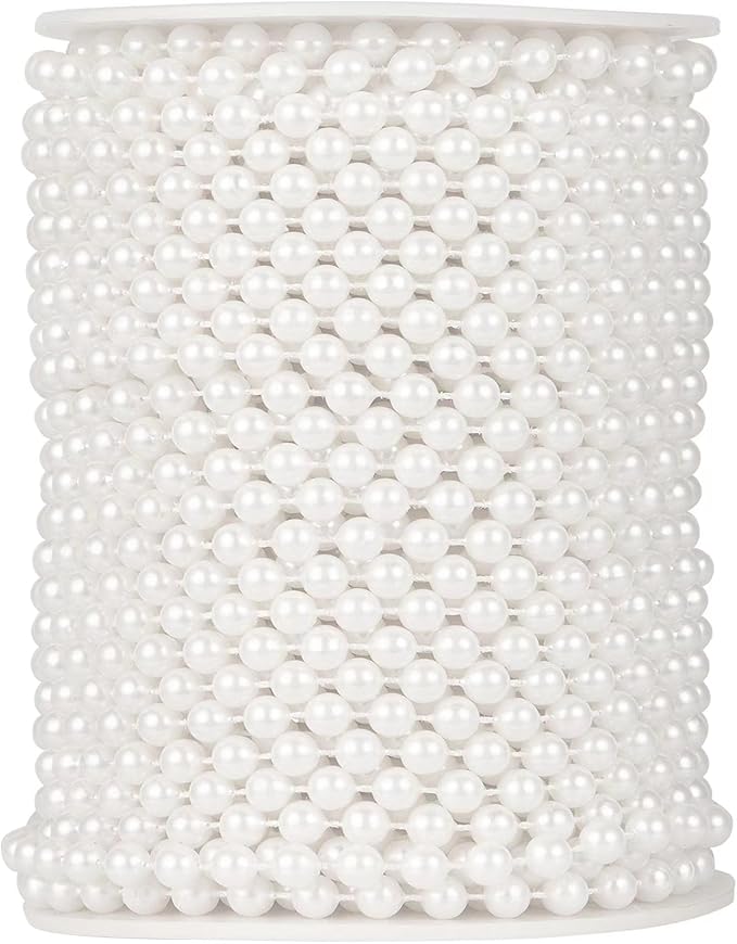 ZPEXRV 82 Feet Faux Pearl Beads Garland 6mm Craft String Pearls for Wedding Centerpiece Christmas Tree and Flowers Decoration DIY(White)