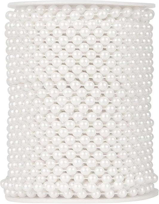 ZPEXRV 82 Feet Faux Pearl Beads Garland 6mm Craft String Pearls for Wedding Centerpiece Christmas Tree and Flowers Decoration DIY(White)