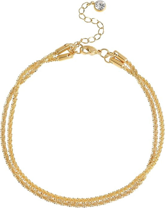 Jean Beau Gold Waterproof Ankle Bracelets for Women, Dainty Simple Non tarnish Foot Anklets Adjustable Summer Beach Jewelry Gifts