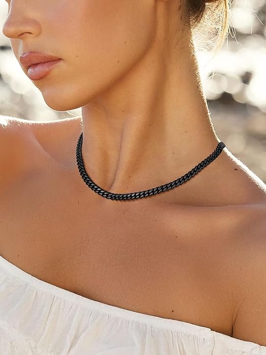 ChainsPro Chunky Miami Cuban Link Chains for Men,Stainless Steel Cuban Chain Necklace,4.8/6/10/14mm Width,No Tarnish& Thick Hip Hop Jewelry,18-30 inch Length, Black/Gold Plated/Silver,Send Gift Box
