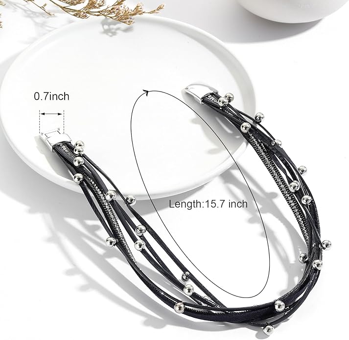 VIBILIA Boho Leather Wrap Bracelets for Women Multi-Layer Bracelets with Strong Clasp Jewelry for Women